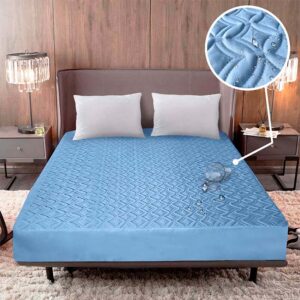 Protector Colchón King Impermeable acolchado Celeste